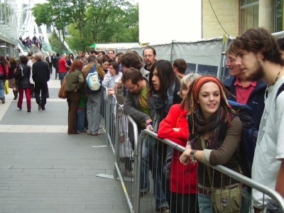 The queue along Festival Walk