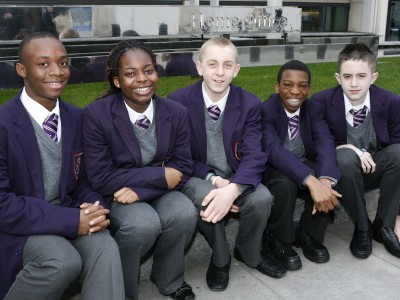 City of London Academy students outside the Home O