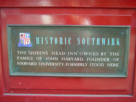 John Harvard Old Queen's Head plaque