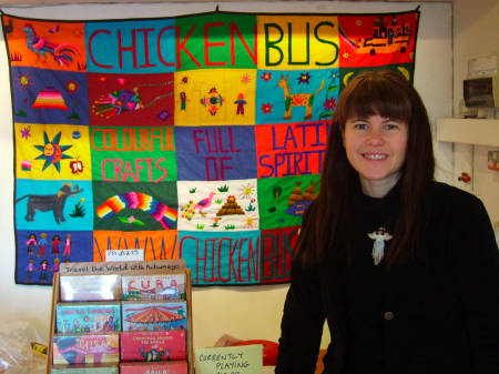 Eleanor Marriott in her Chicken Bus shop at Oxo To