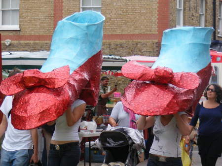 Ruby slippers made by young people at Coin Street 