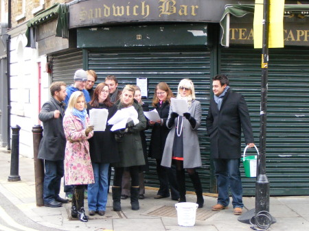 Bermondsey Street carol-singing in aid of Gloria Burgos memorial