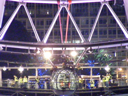 London Eye capsule floats down the Thames
