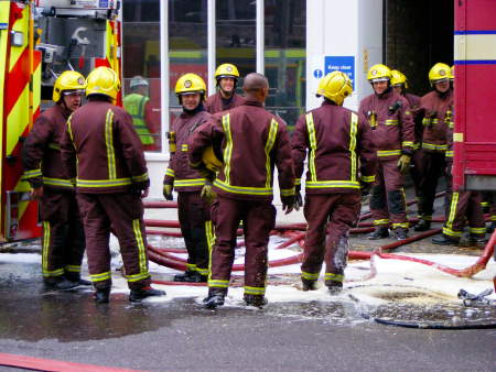 Firefighters in Gaunt Street on Tuesday