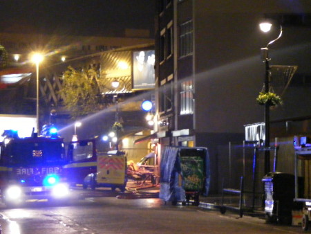 Firefighters in Lower Marsh on Thursday night