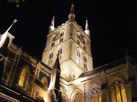 Southwark Cathedral by night