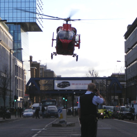 Air ambulance lands in Blackfriars Road after motorcycle accident