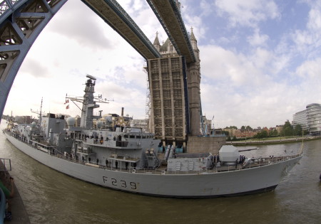 HMS Richmond at Tower Bridge