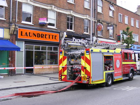 Fire at laundrette in The Cut