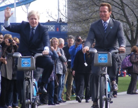 Boris and Arnie take a bike ride through Potters Fields Park