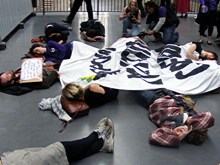 'Art not Oil' anti-BP flashmob protest in Tate Modern Turbine Hall