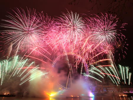 London sees in 2012 with fireworks at the London Eye