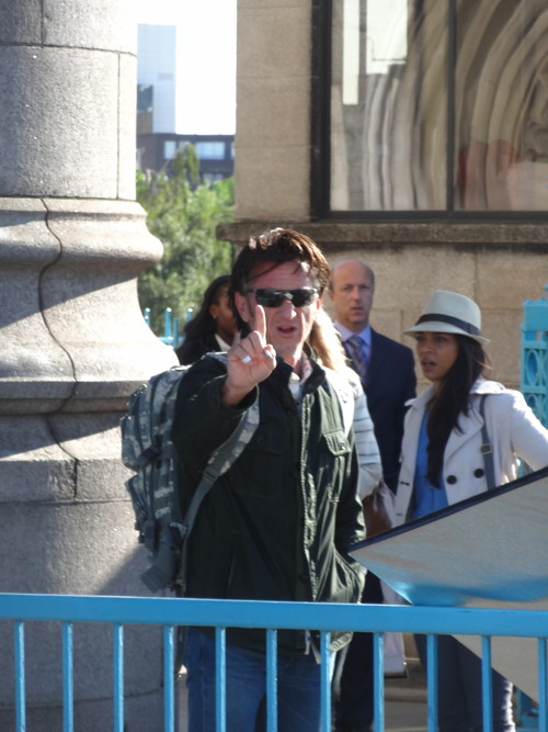 Sean Penn filming ‘The Gunman’ movie at Tower Bridge