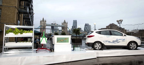 Hydrogen-powered ‘farm’ installed outside Design Museum