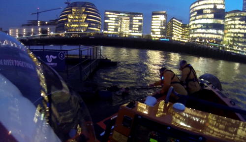 Lifeboat crew rescues man clinging to Thames barge
