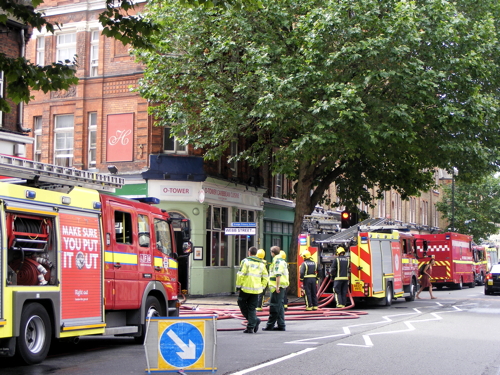 Fire at O-Tower Caribbean restaurant in Tower Bridge Road
