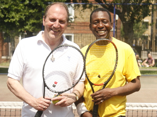 Simon Hughes takes up tennis at Tanner Street