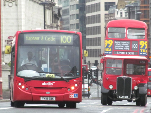 Vintage RT bus on route 100