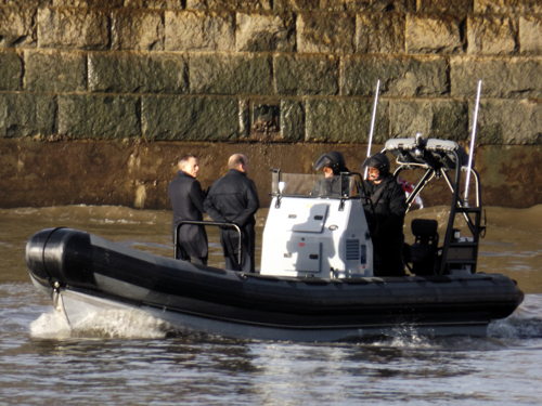 James Bond movie Spectre filming on River Thames