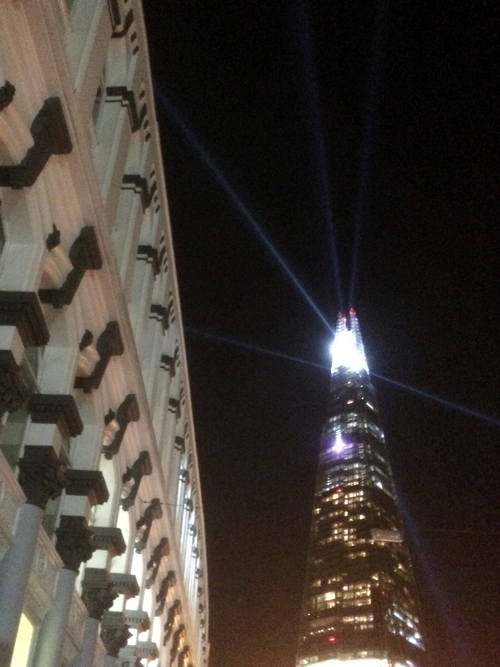 Light show at the Shard every night till New Year’s Eve