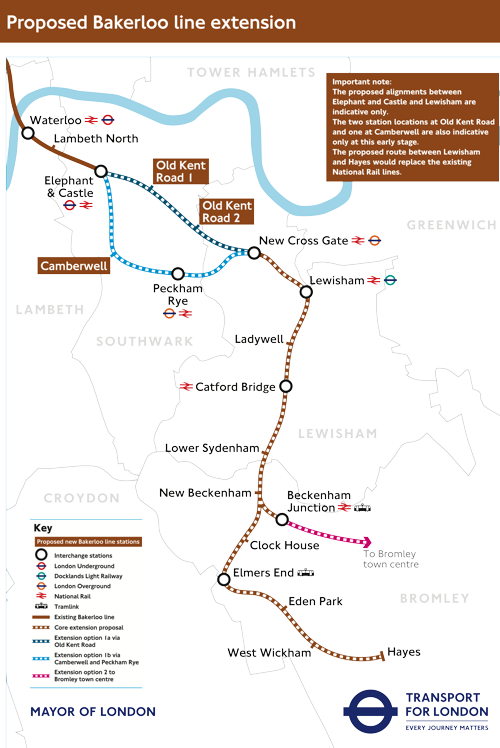 Bakerloo line extension: TfL favours Lewisham via Old Kent Road