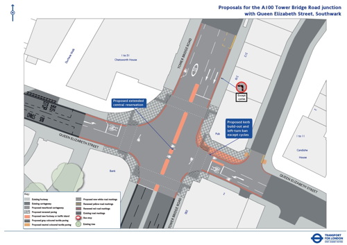 New crossings at Tower Bridge Rd / Queen Elizabeth St junction