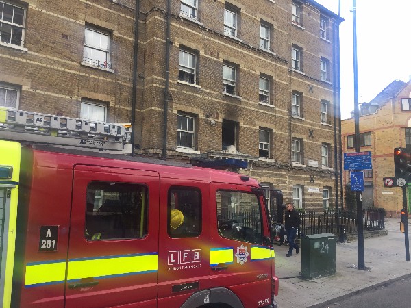 Fire at Peabody Square in Blackfriars Road