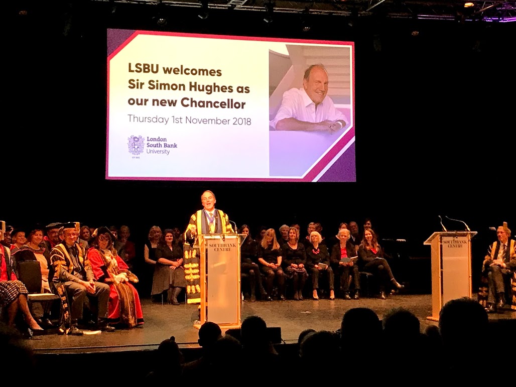 Sir Simon Hughes installed as LSBU chancellor