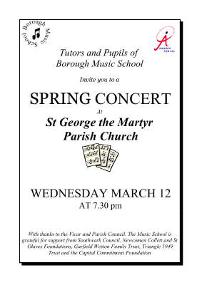 Borough Music School Spring Concert at St George the Martyr