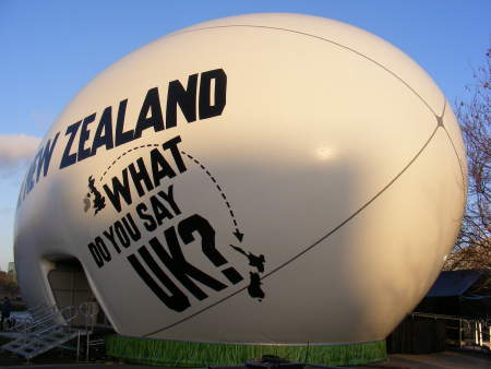 Giant New Zealand rugby ball at Potters Fields Park