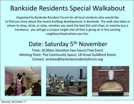Bankside Residents' Special Walkabout at Bankside Community Space