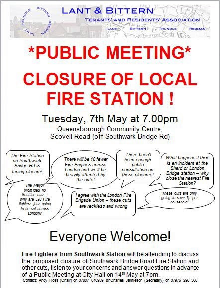Public Meeting re Proposed Closure of Southwark Fire Station at Queensborough Community Centre