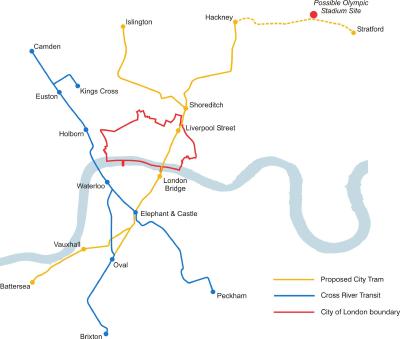 Map of the proposed tram