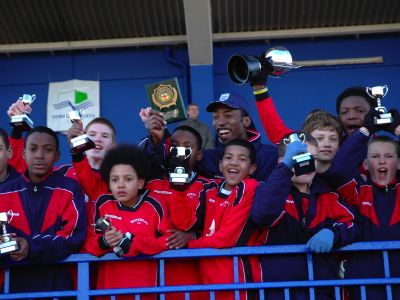 Waterloo FC celebrating their victory at Mile End Stadium