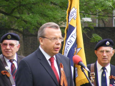 The Russian Ambassador addresses the crowd