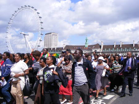 Zimbabwean exiles march on the South Bank