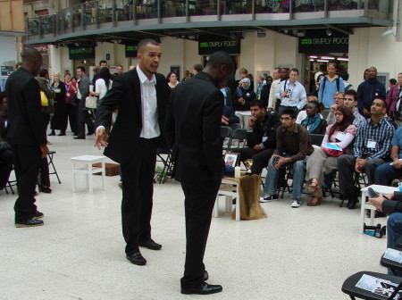Knife crime drama performed on Waterloo Station concourse