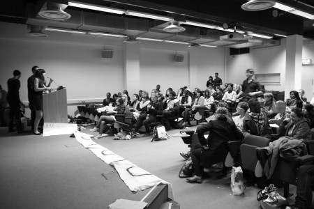 Inside the occupied lecture theatre