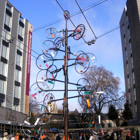 Bicycle Christmas tree appears in Bermondsey Square