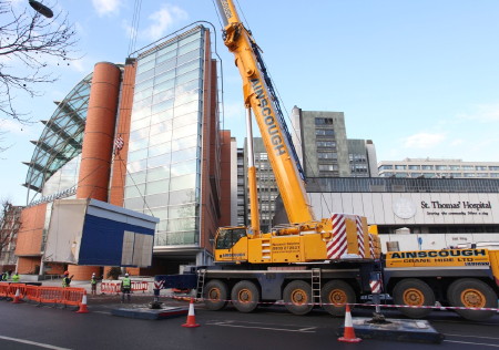 Prefabricated operating theatres craned into Evelina Children’s Hospital