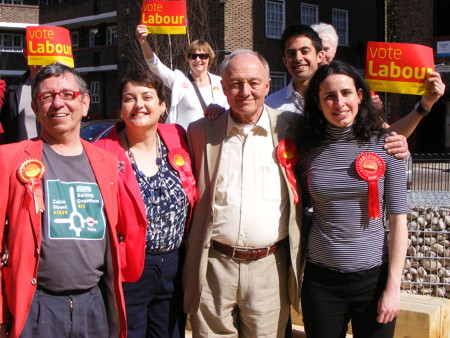 Ken Livingstone campaigning for Labour on Rockingham Estate