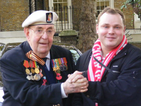 Spartak Moscow fans lay flowers at Southwark’s Soviet War Memorial