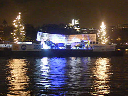 Christmas trees on Thames barge to promote charity auction