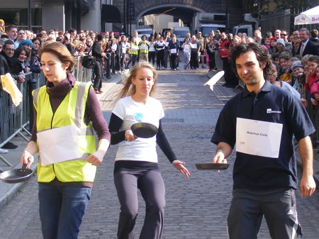 Osteopaths win Better Bankside pancake race