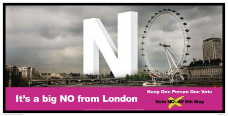 No to AV campaign launches London Eye poster on South Bank