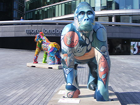 20 life-size gorilla statues appear at More London Riverside