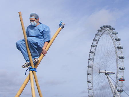 Westminster Bridge blocked by protesters against NHS reforms