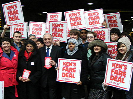 Ken Livingstone at London Bridge for first photo opportunity of 2012 mayoral race