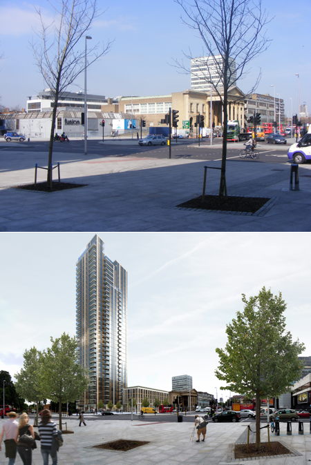 First image of 36-storey tower at Elephant & Castle Leisure Centre