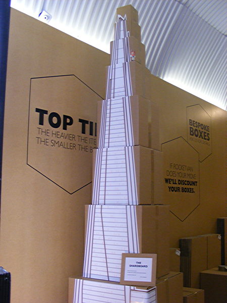 Cardboard box model of the Shard created by local shop